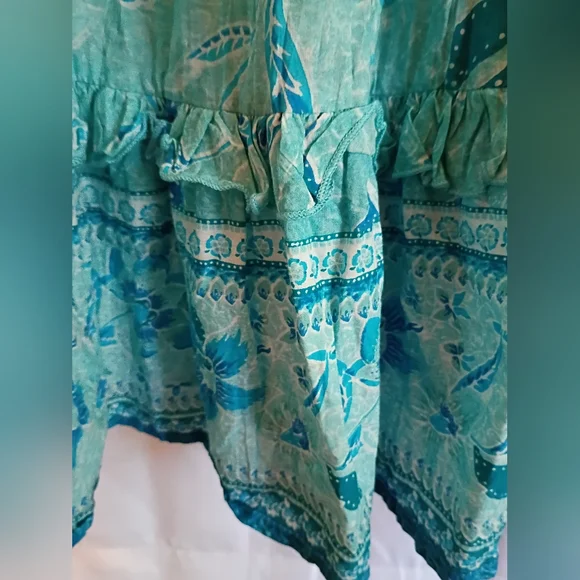 Avenue Size 18 Floral Blue Dress. Cute Ruffle Detail And Tie With Tassel's. - Picture 10 of 12